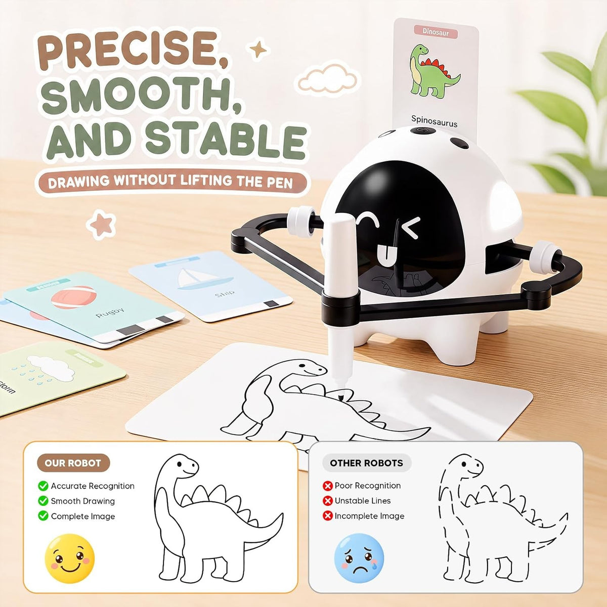 Drawing Robot for Kids with 200 Cards, Learning Toy for 3-12 Boys Girls